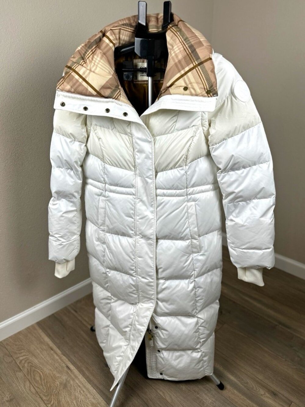 Scotch & Soda Women’s M White Ivory Recycled Polyester Long Puffer Coat Hooded